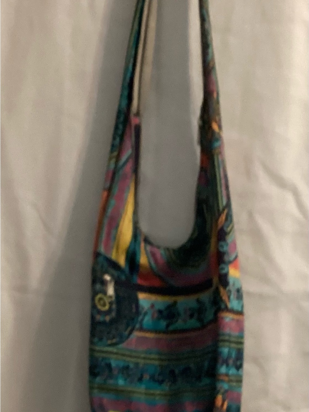 Beautiful colorful , Boho hobo, long Strap with  zipper closure bag